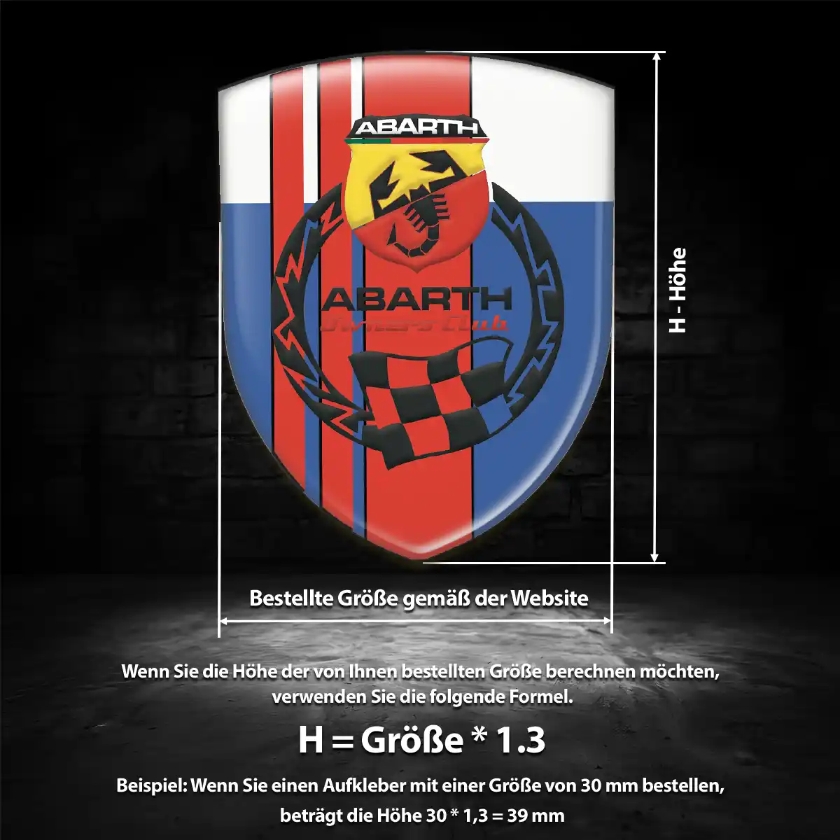 Abarth 3D Gel Aufkleber Anspruchsvolles Design