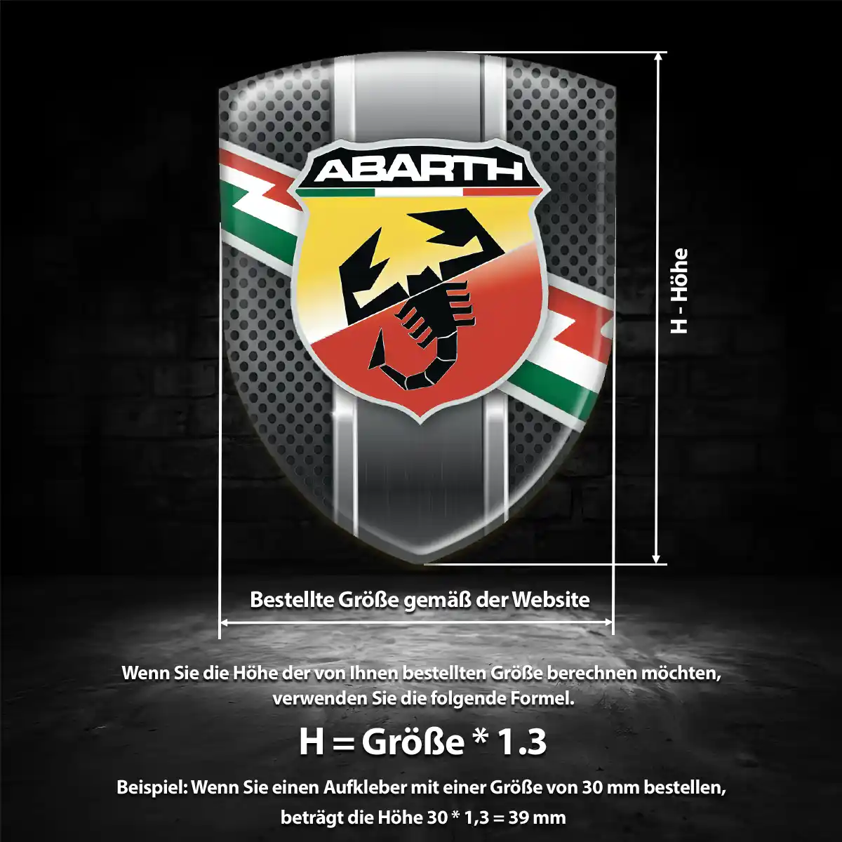 Abarth 3D Gel Aufkleber Ausdrucksstarkes Design