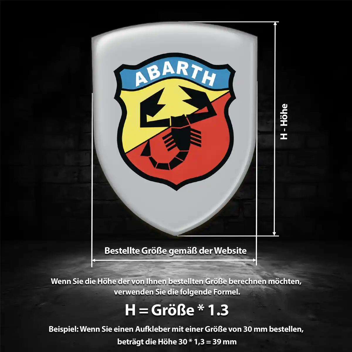 Abarth 3D Gel Aufkleber Auto Elegantes Design