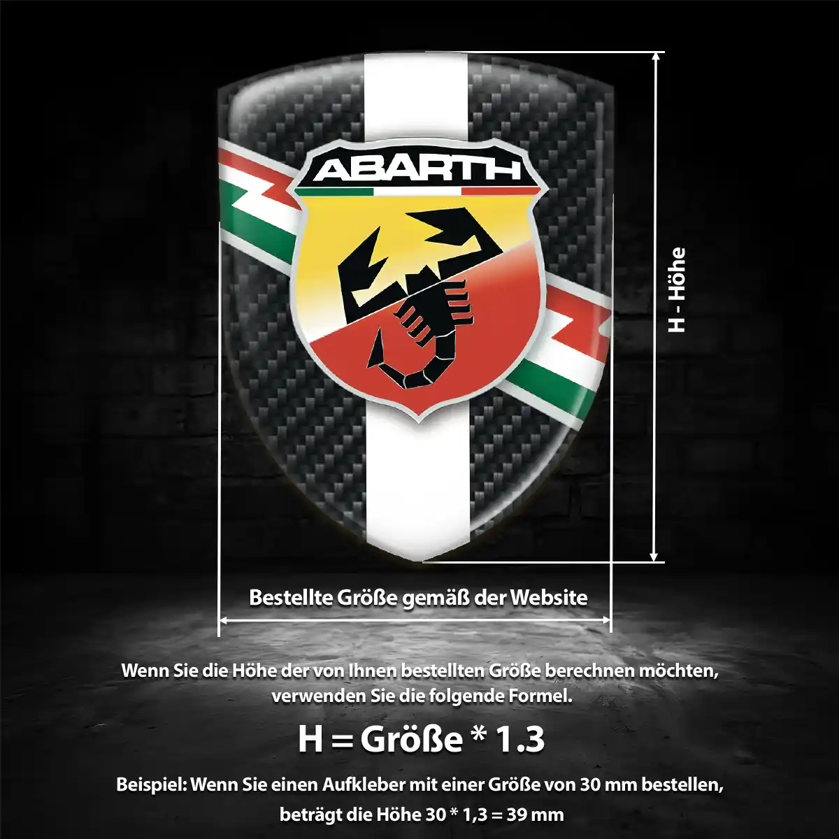 Abarth 3D Gel Aufkleber Auto Höchste Qualität
