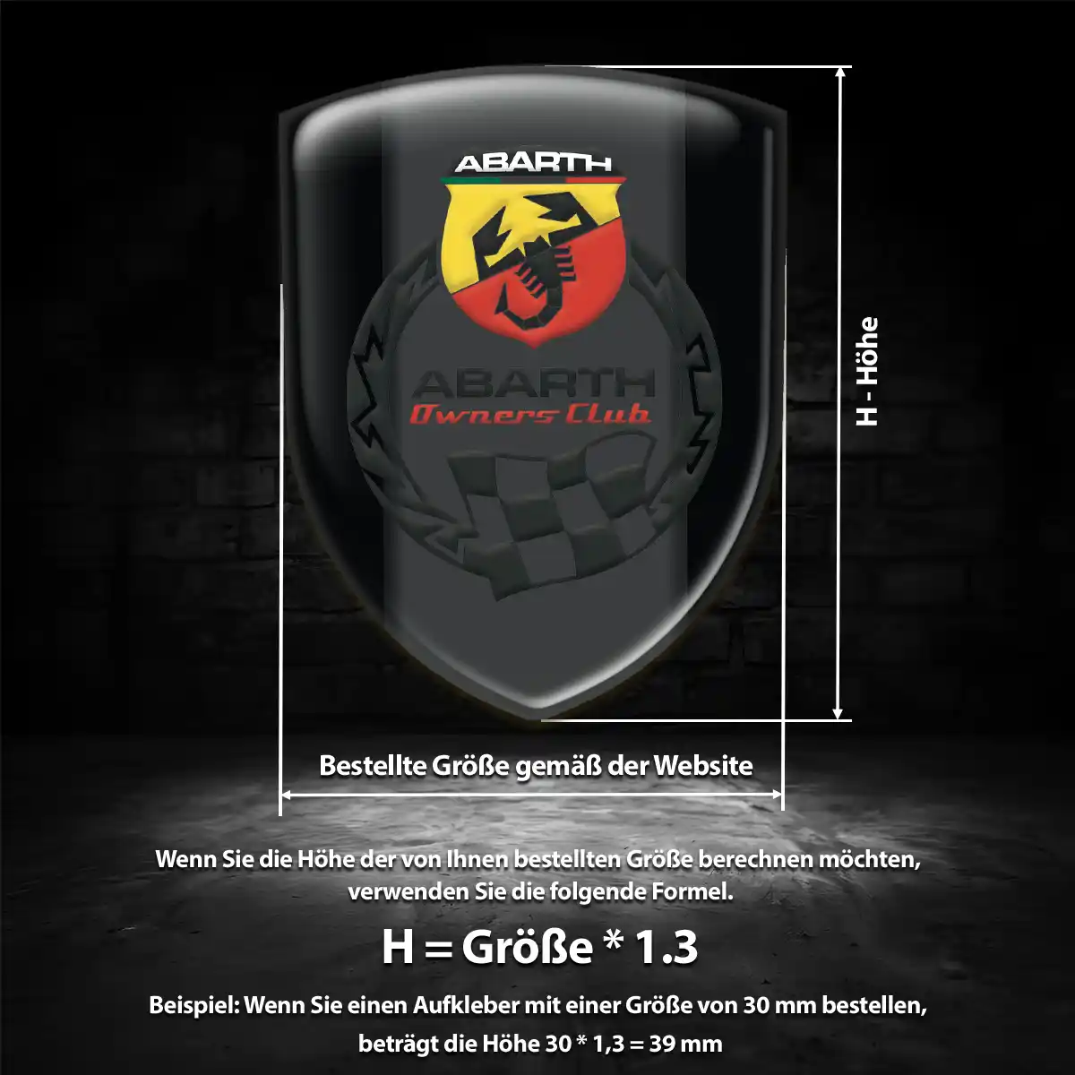 Abarth 3D Gel Aufkleber Auto Premium-Edition