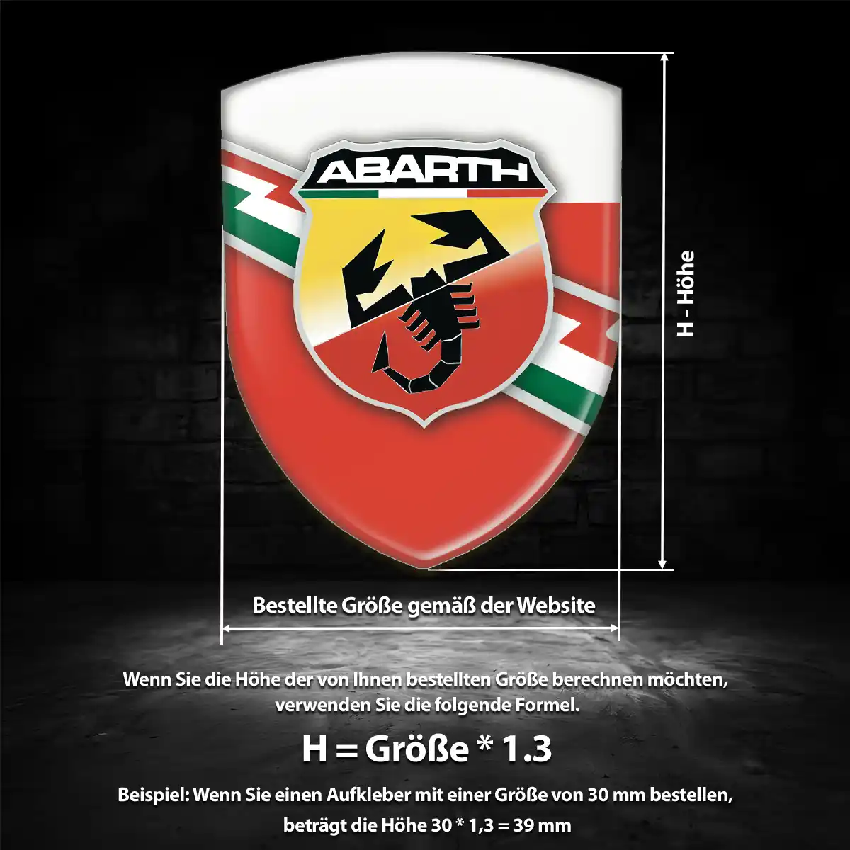Abarth 3D Gel Aufkleber Edles Design