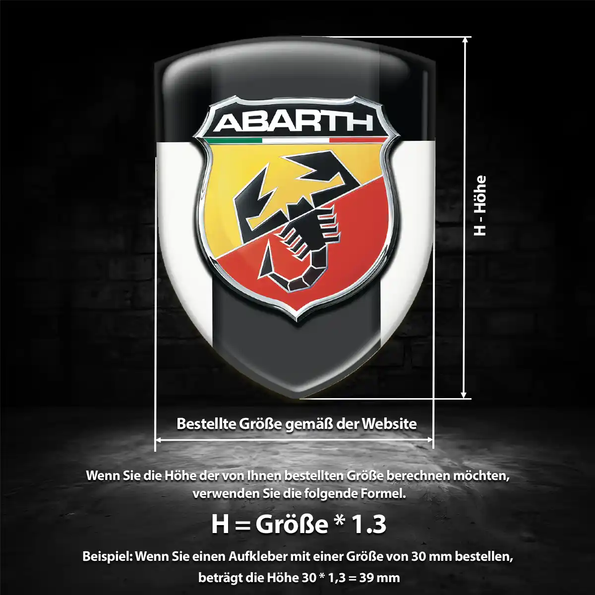 Abarth 3D Gel Aufkleber Emblem Interieurdesign