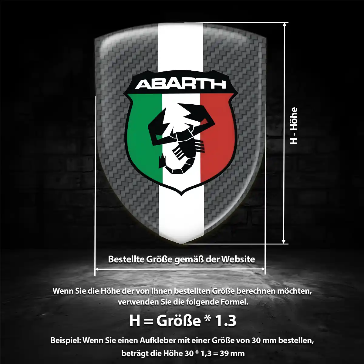Abarth 3D Gel Aufkleber Embleme Hochwertiges Harz