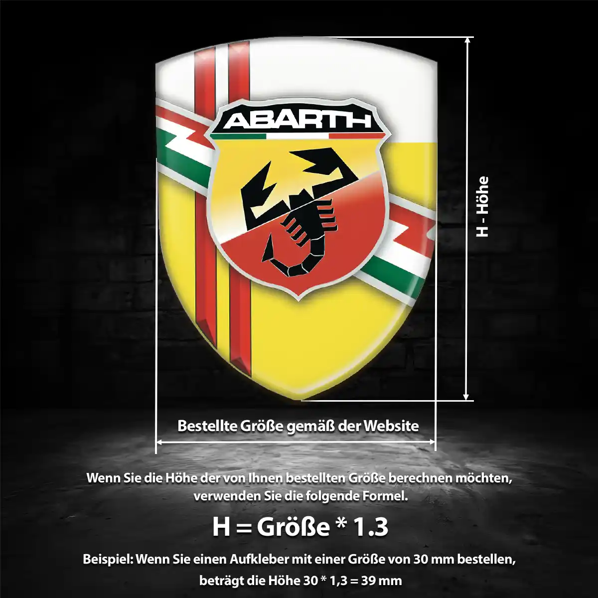 Abarth 3D Gel Aufkleber Embleme Interieurdesign