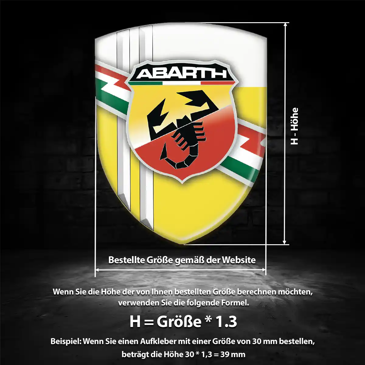 Abarth 3D Gel Aufkleber Exterieurdesign
