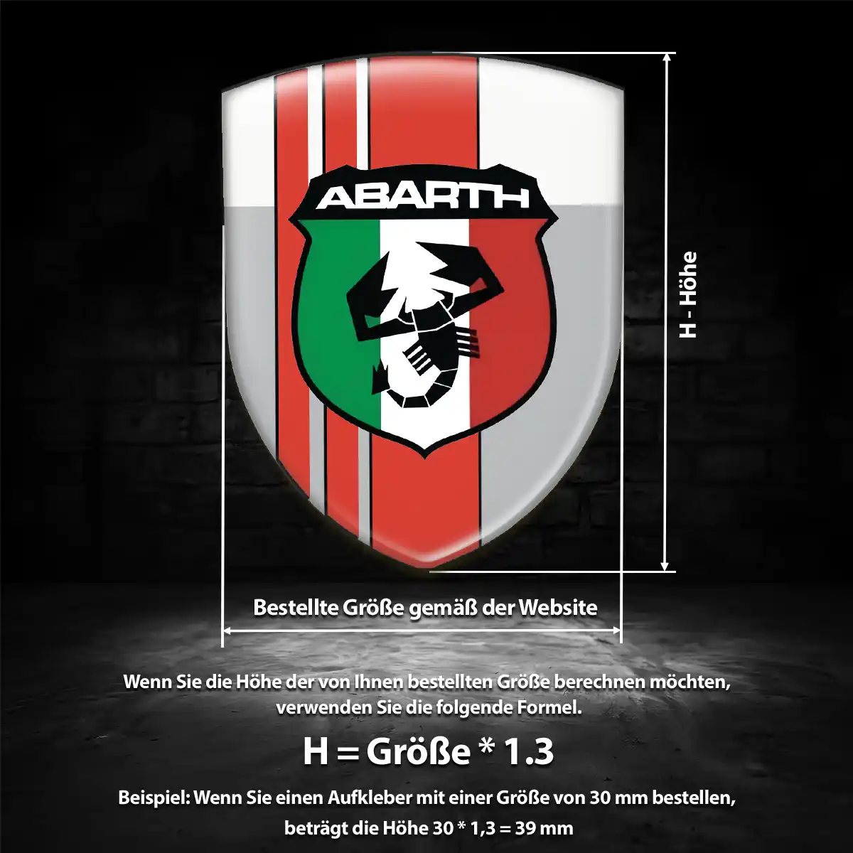 Abarth 3D Gel Aufkleber Hochwertiges Harz