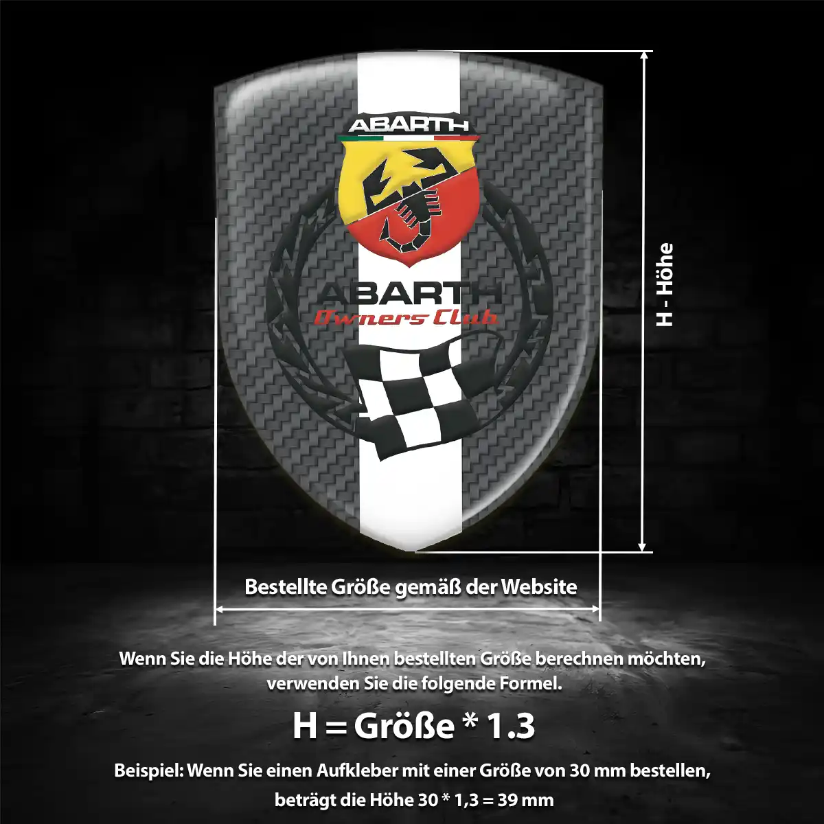 Abarth 3D Gel Aufkleber Interieurdesign