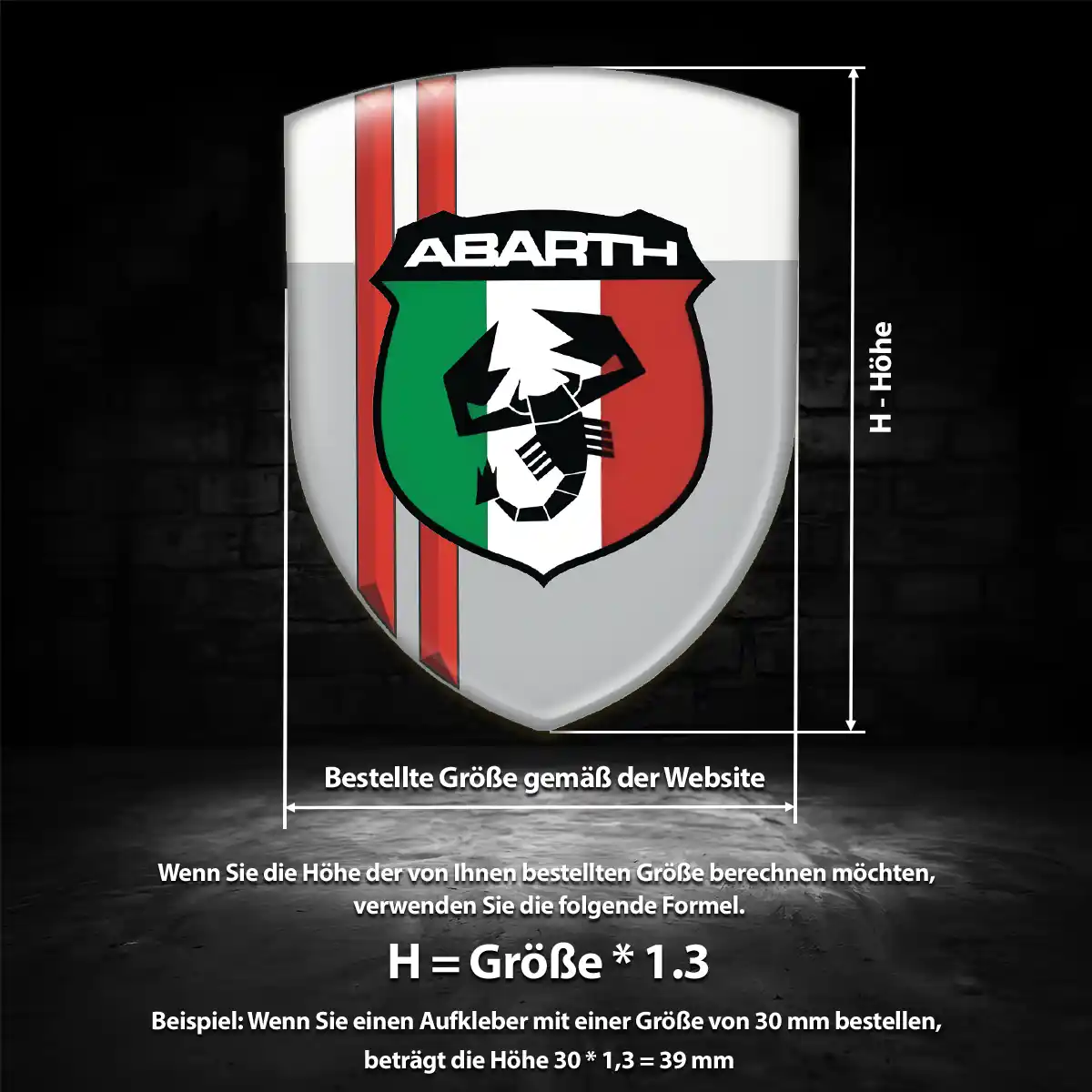 Abarth 3D Gel Aufkleber Silikon Anspruchsvolles Design