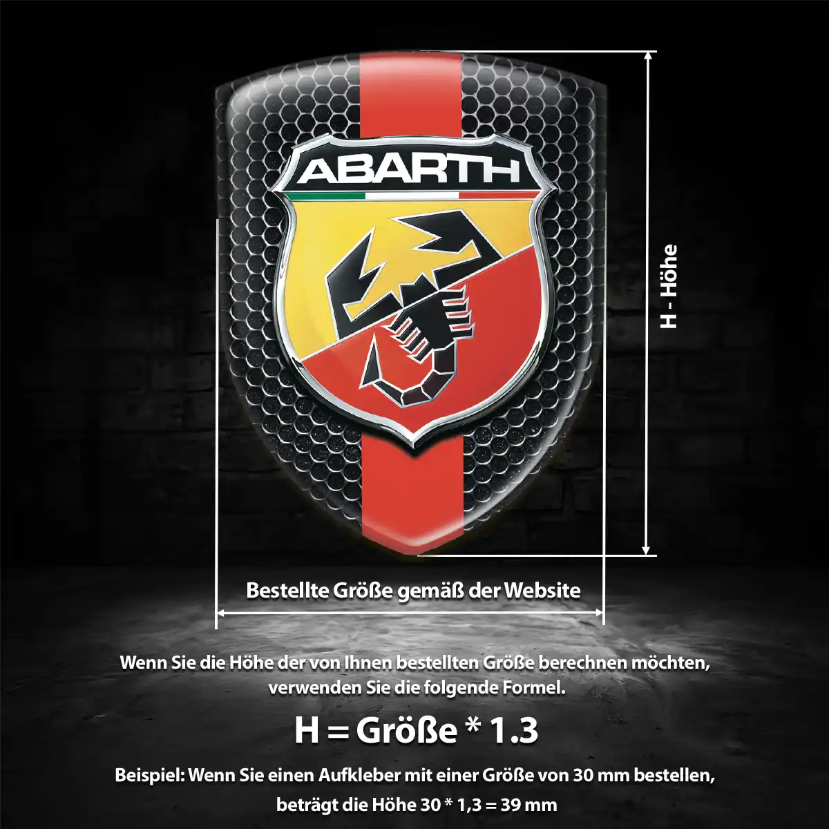 Abarth 3D Gel Aufkleber Silikon Auto Edles Design