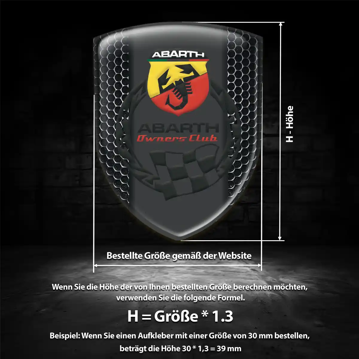 Abarth 3D Gel Aufkleber Silikon Auto Hochwertiges Harz