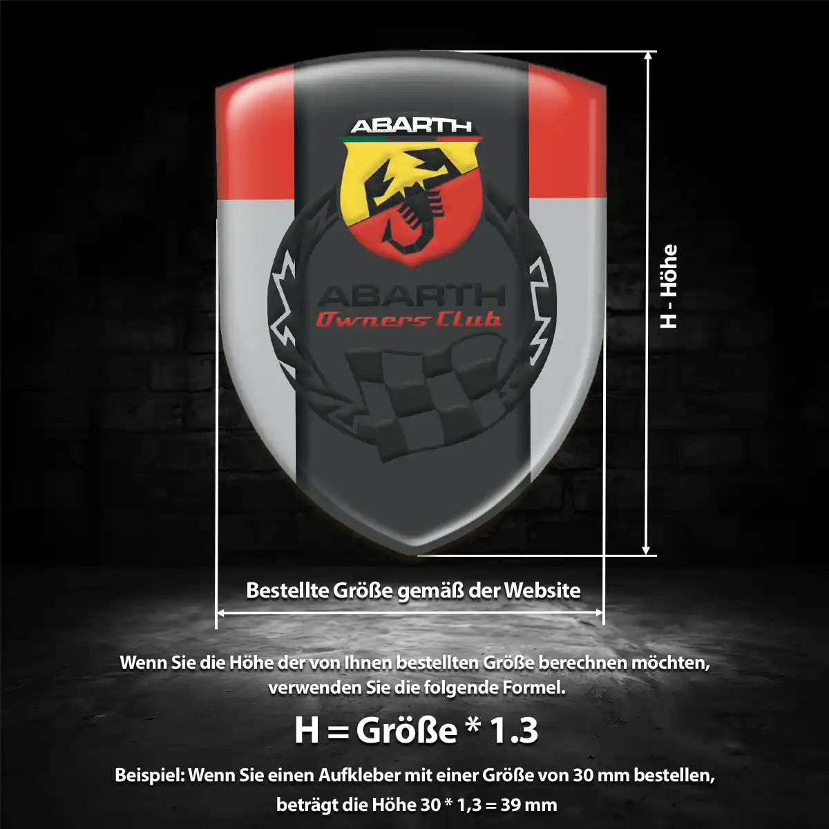 Abarth 3D Gel Aufkleber Silikon Auto Interieurdesign