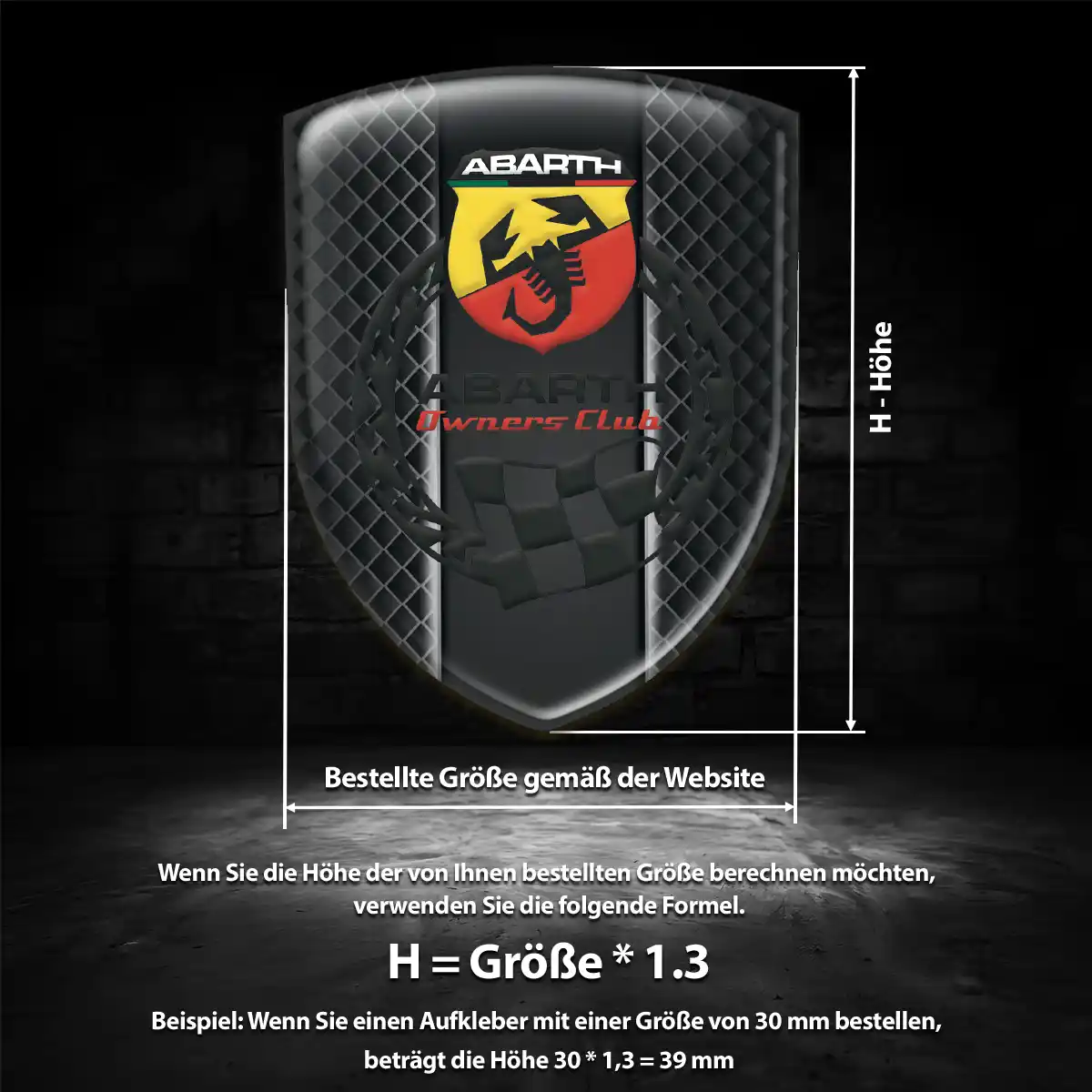 Abarth 3D Gel Aufkleber Silikon Auto Modernes Design