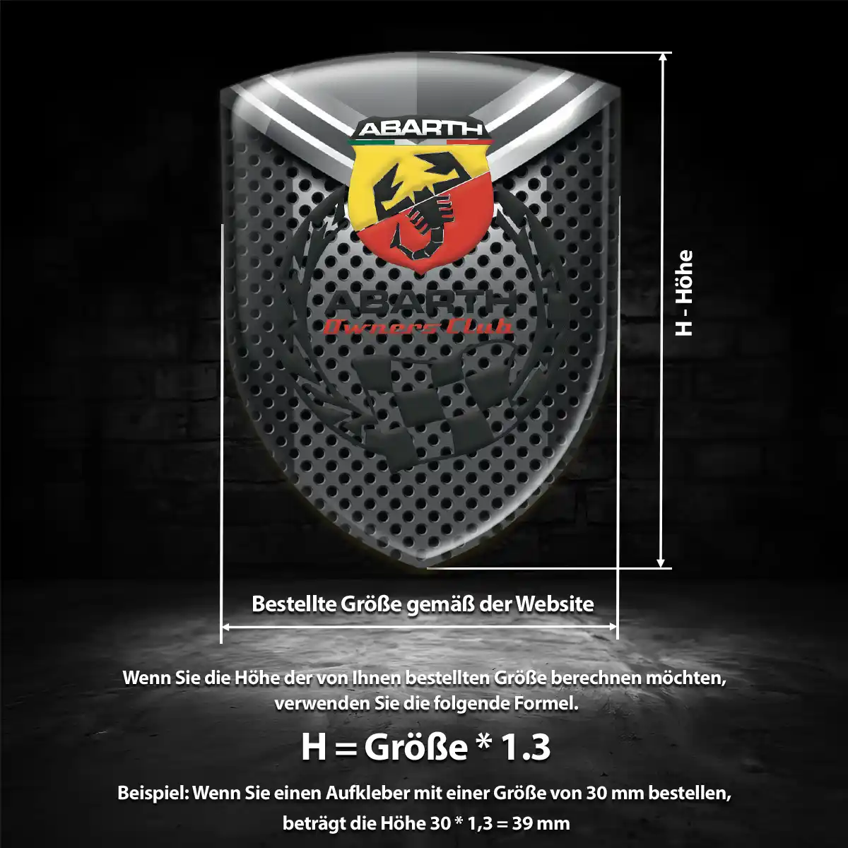 Abarth 3D Gel Aufkleber Silikon Edles Design