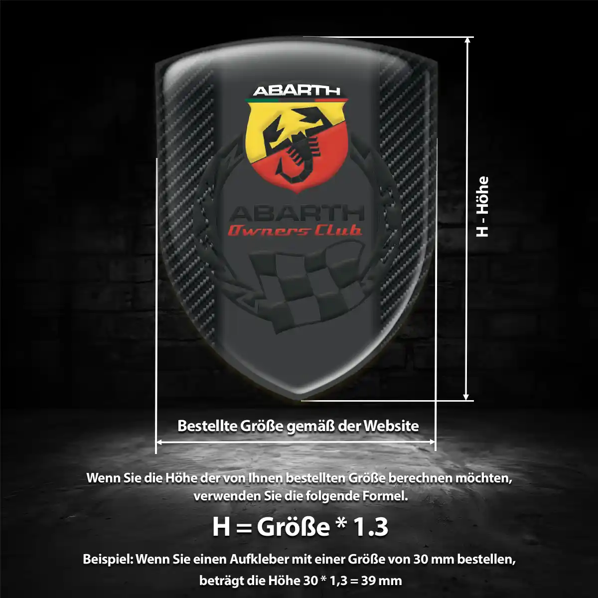 Abarth 3D Gel Aufkleber Silikon Erstklassige Qualität