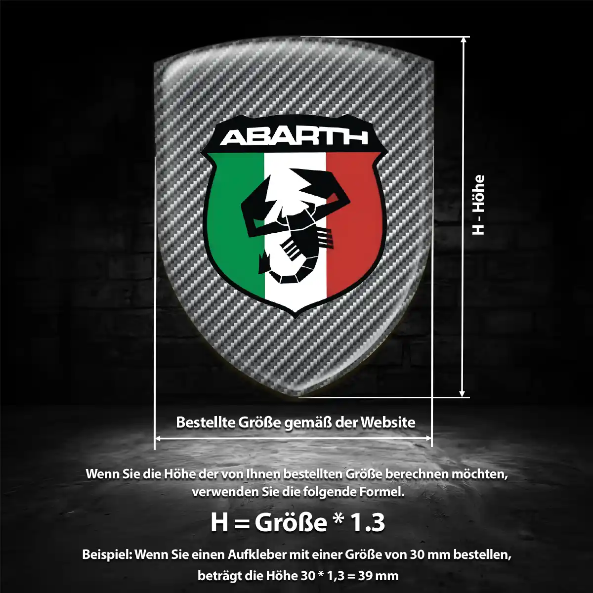 Abarth 3D Gel Aufkleber Silikon Höchste Qualität