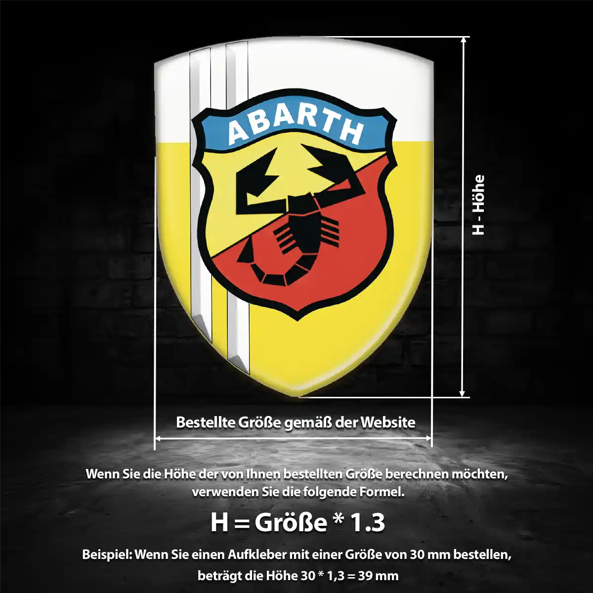 Abarth 3D Gel Aufkleber Silikon Hochwertiges Harz