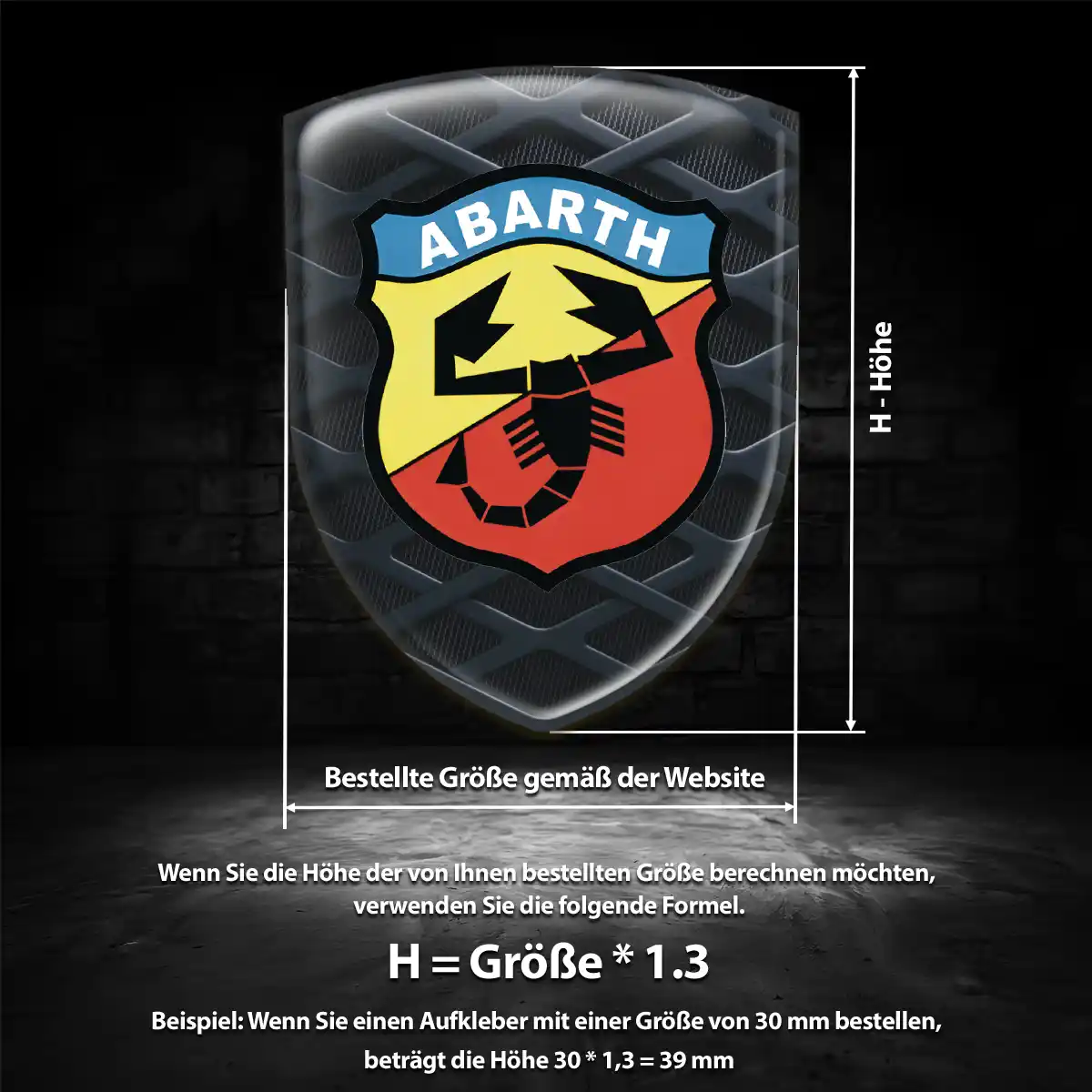Abarth 3D Gel Aufkleber Silikon Interieurdesign
