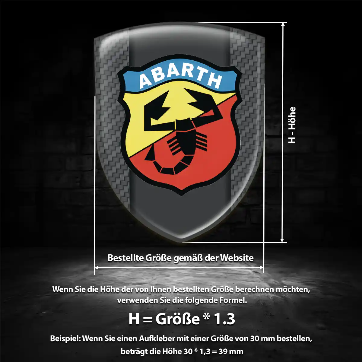 Abarth 3D Gel Aufkleber Silikon Luxus-Edition