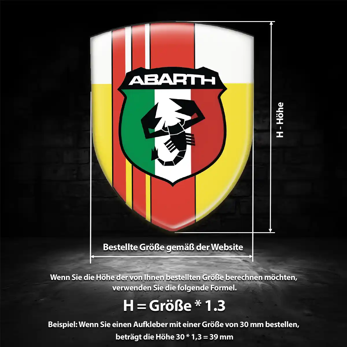 Abarth 3D Gel Aufkleber Silikon Premium-Edition