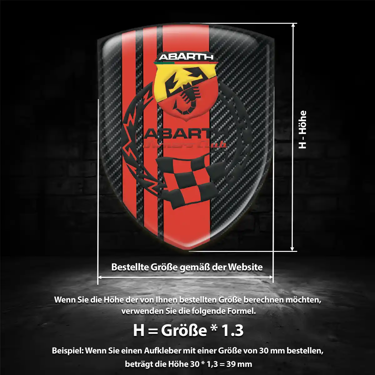 Abarth 3D Gel Aufkleber Silikon Spitzenqualität