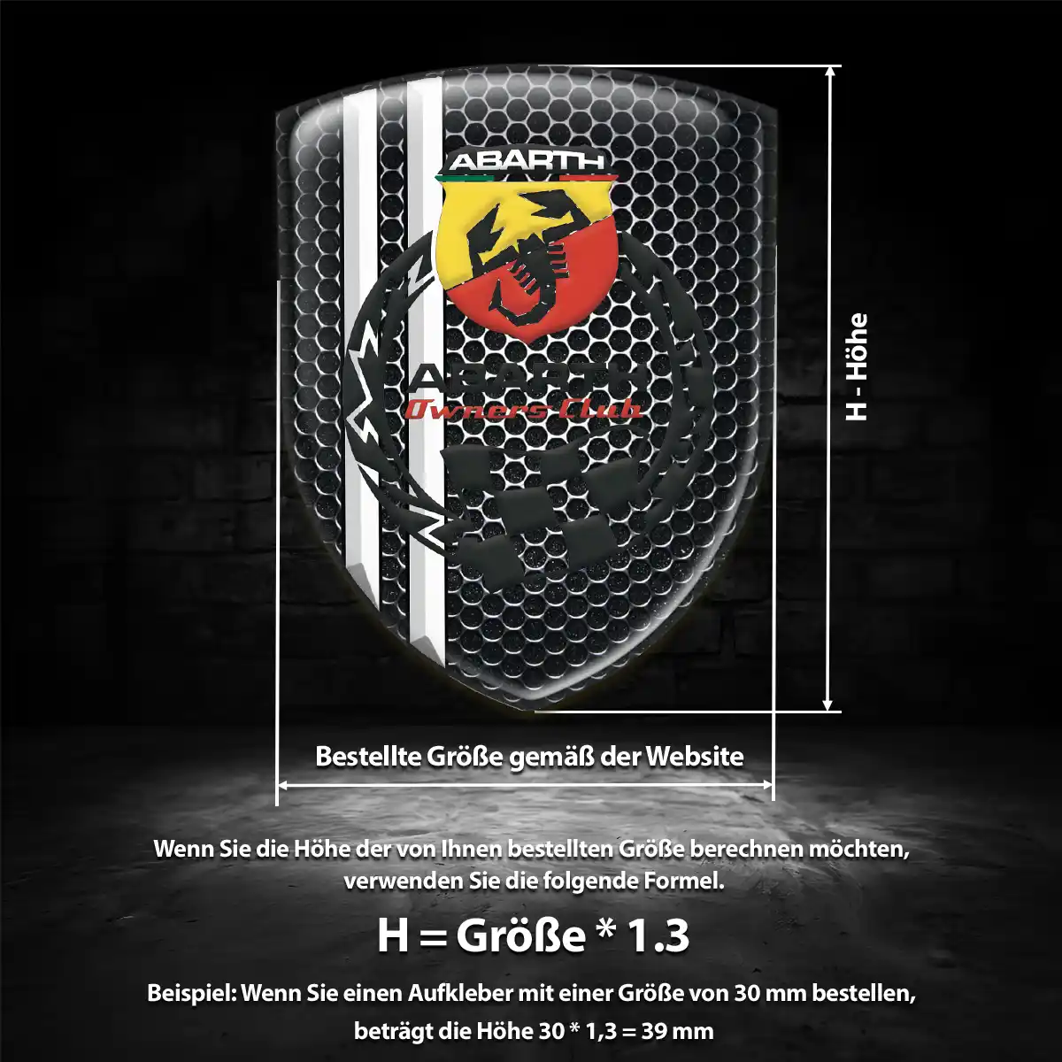Abarth 3D Gel Aufkleber Silikon Stilvolles Design