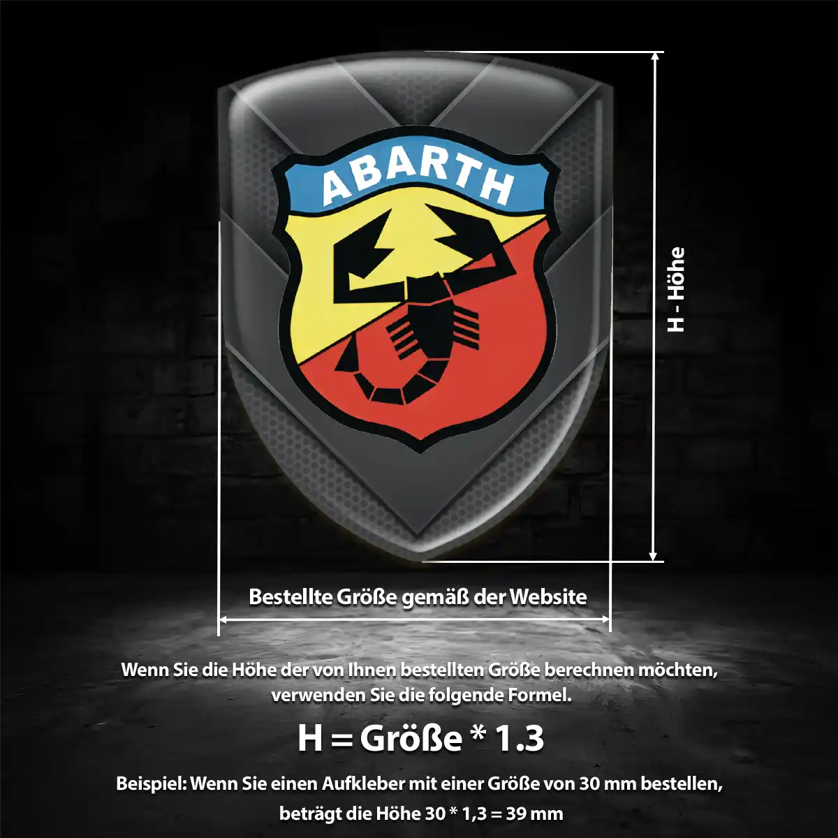 Abarth 3D Gel Aufkleber Silikon Tuningfahrzeug