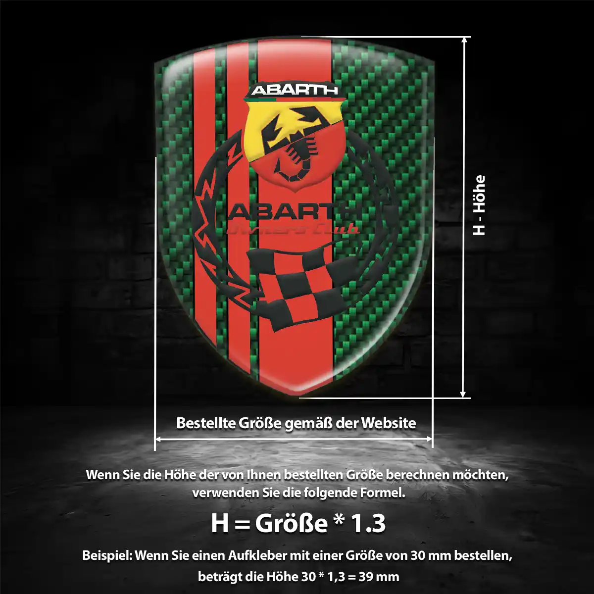 Abarth 3D Gel Aufkleber Wappen Auto Erstklassige Qualität