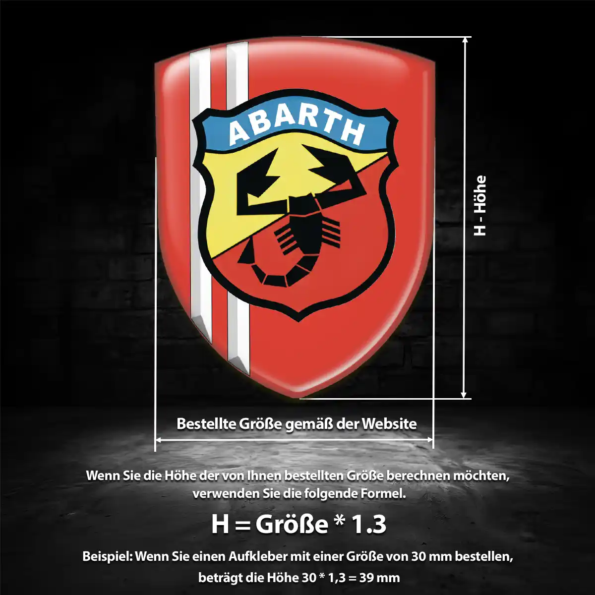 Abarth 3D Gel Aufkleber Wappen Auto Höchste Qualität