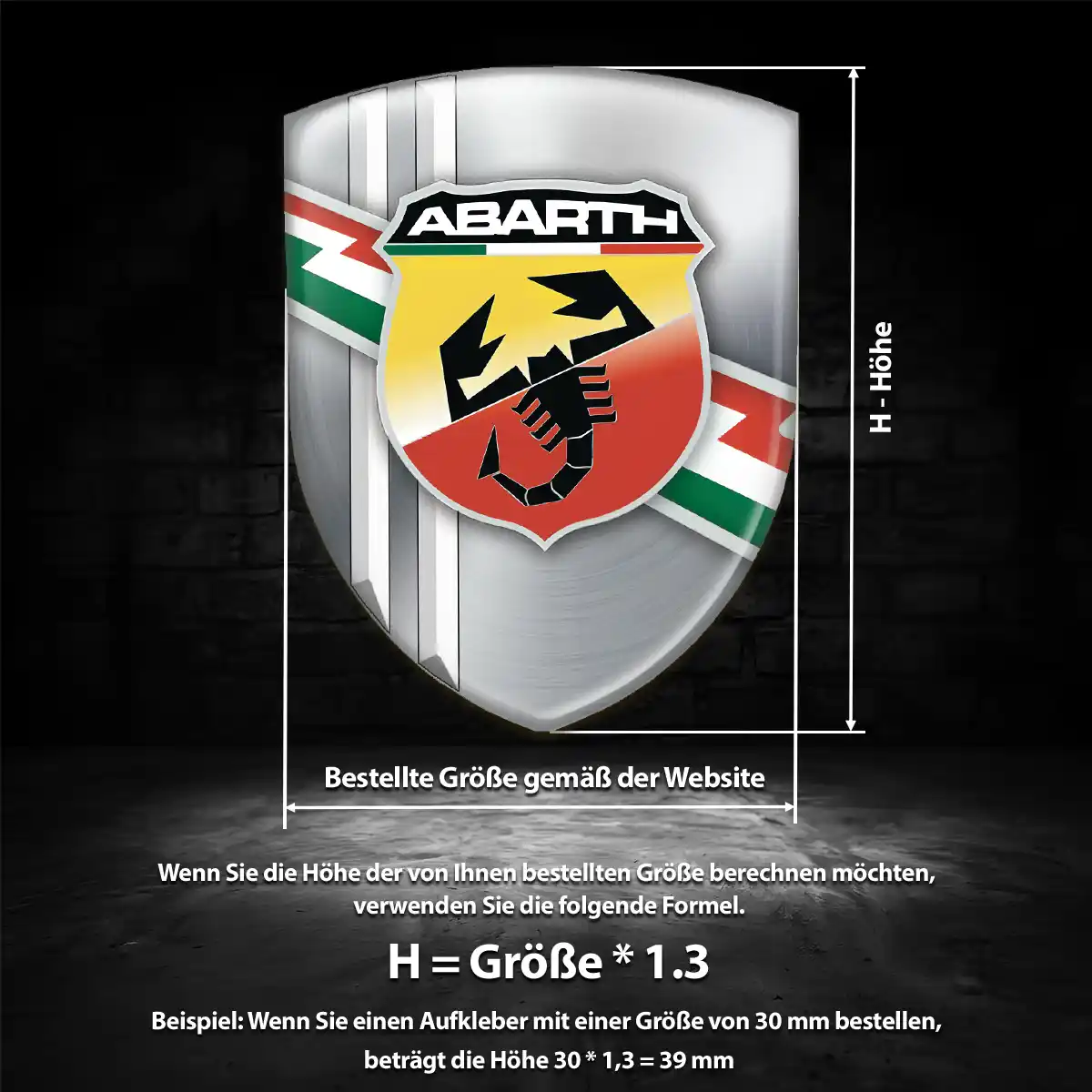 Abarth 3D Gel Aufkleber Wappen Hochwertiges Harz