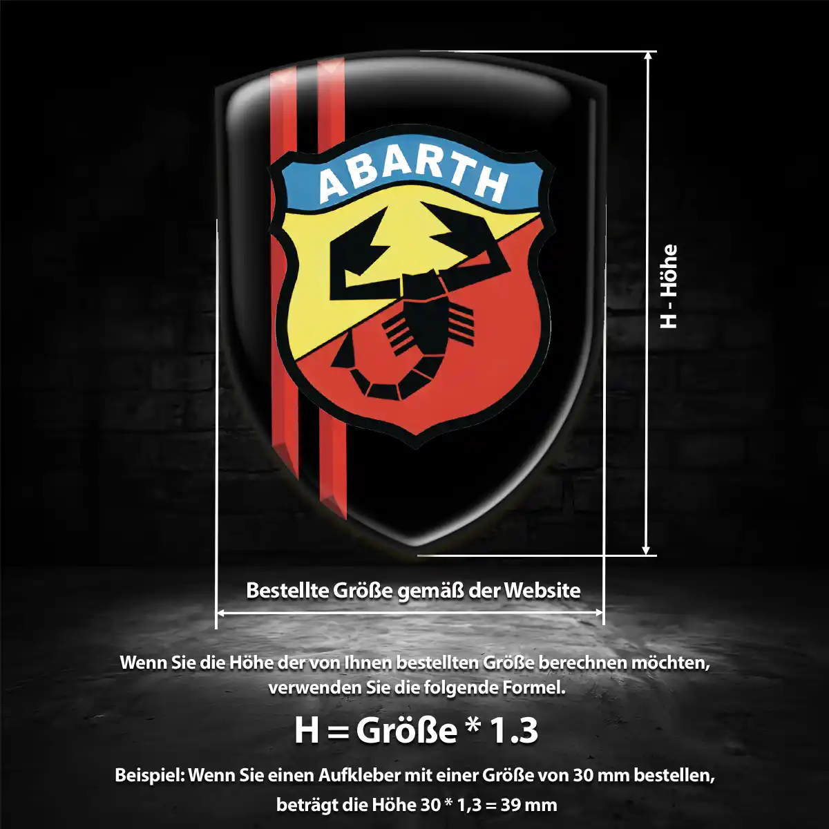 Abarth 3D Gel Aufkleber Wappen Interieurdesign