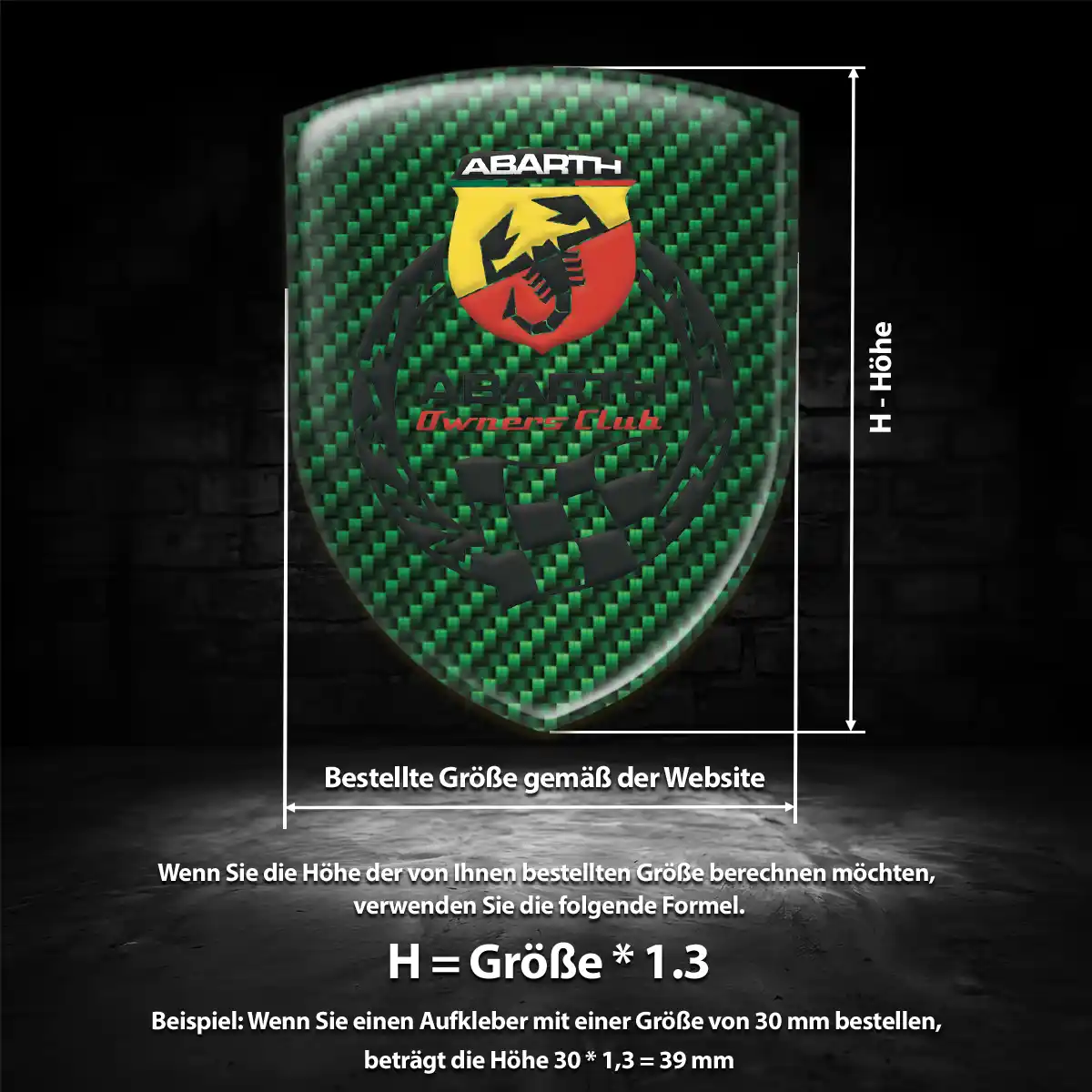 Abarth 3D Gel Aufkleber Wappen Tuningfahrzeug
