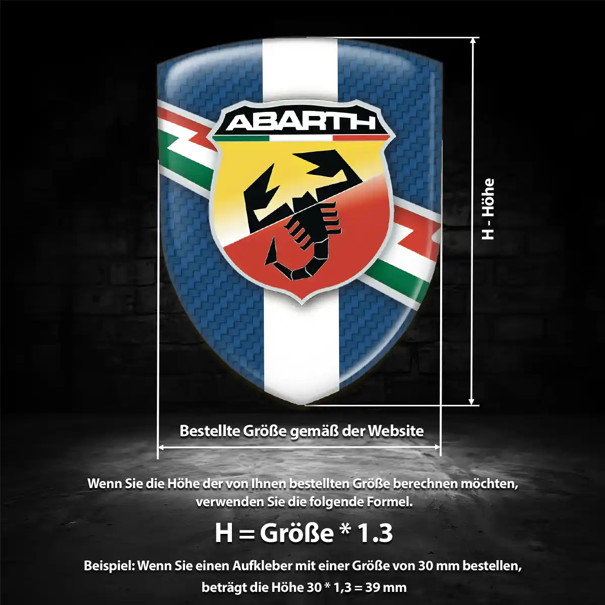 Abarth Aufkleber 3D Gel Emblem Ausdrucksstarkes Design