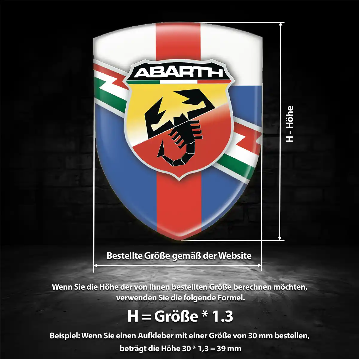 Abarth Aufkleber 3D Gel Emblem Erstklassige Qualität