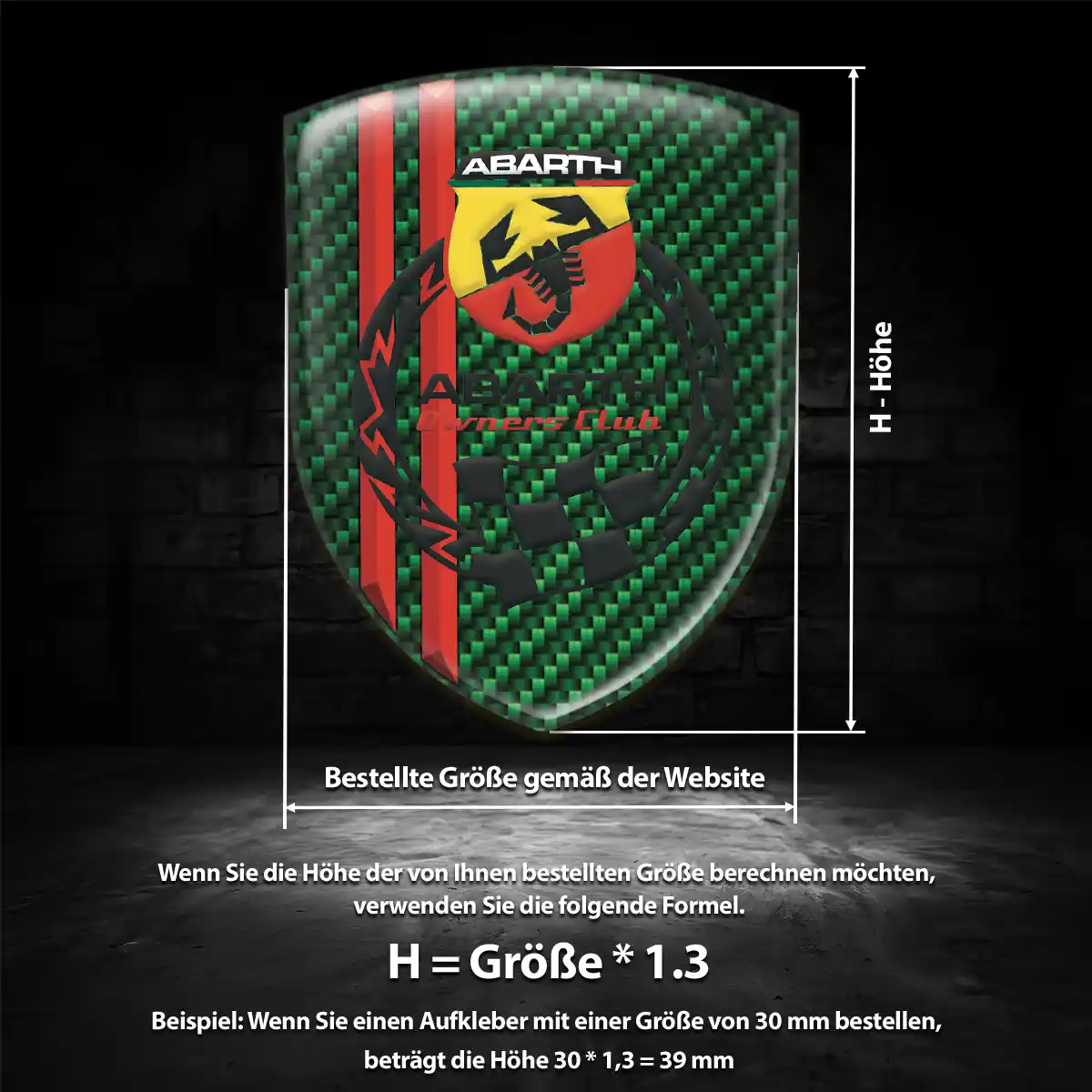 Abarth Aufkleber 3D Gel Emblem Hochwertiges Harz