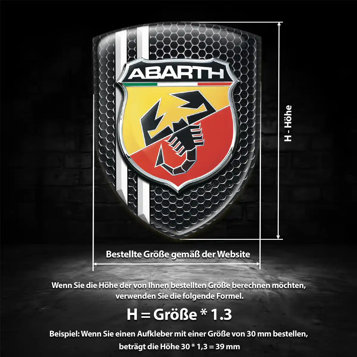 Abarth Aufkleber 3D Gel Embleme Elegantes Design