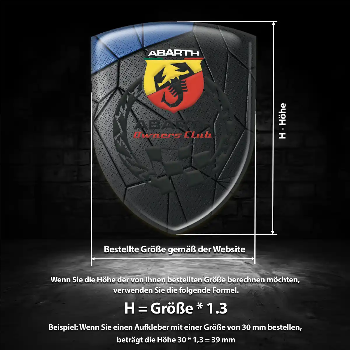 Abarth Aufkleber 3D Gel Embleme Erstklassige Qualität