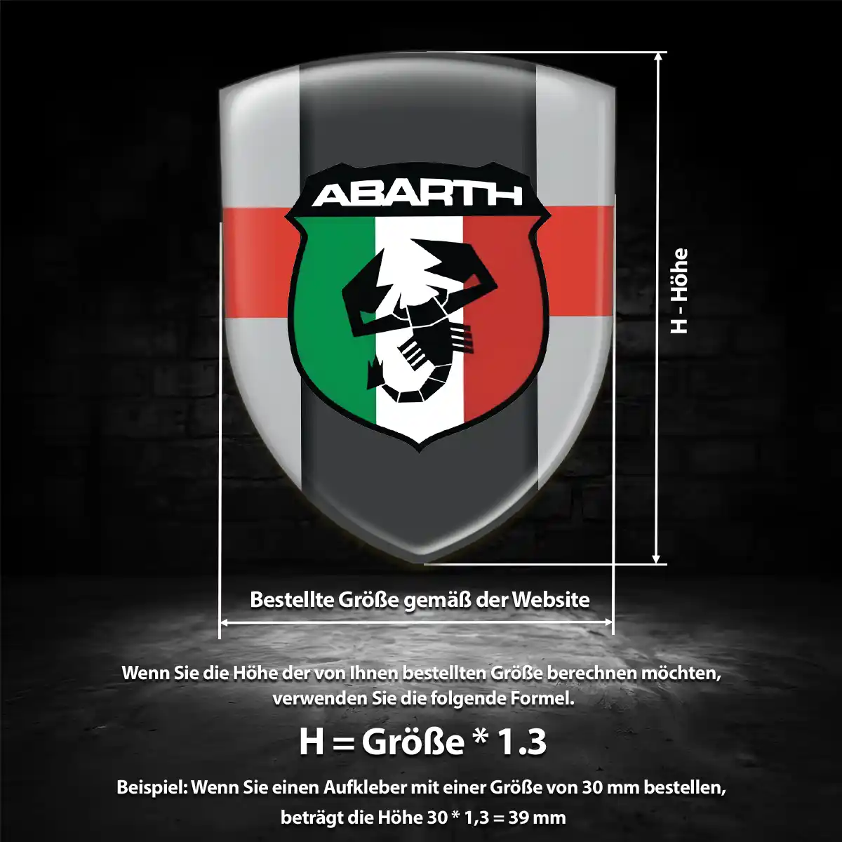 Abarth Aufkleber 3D Gel Silikon Anspruchsvolles Design