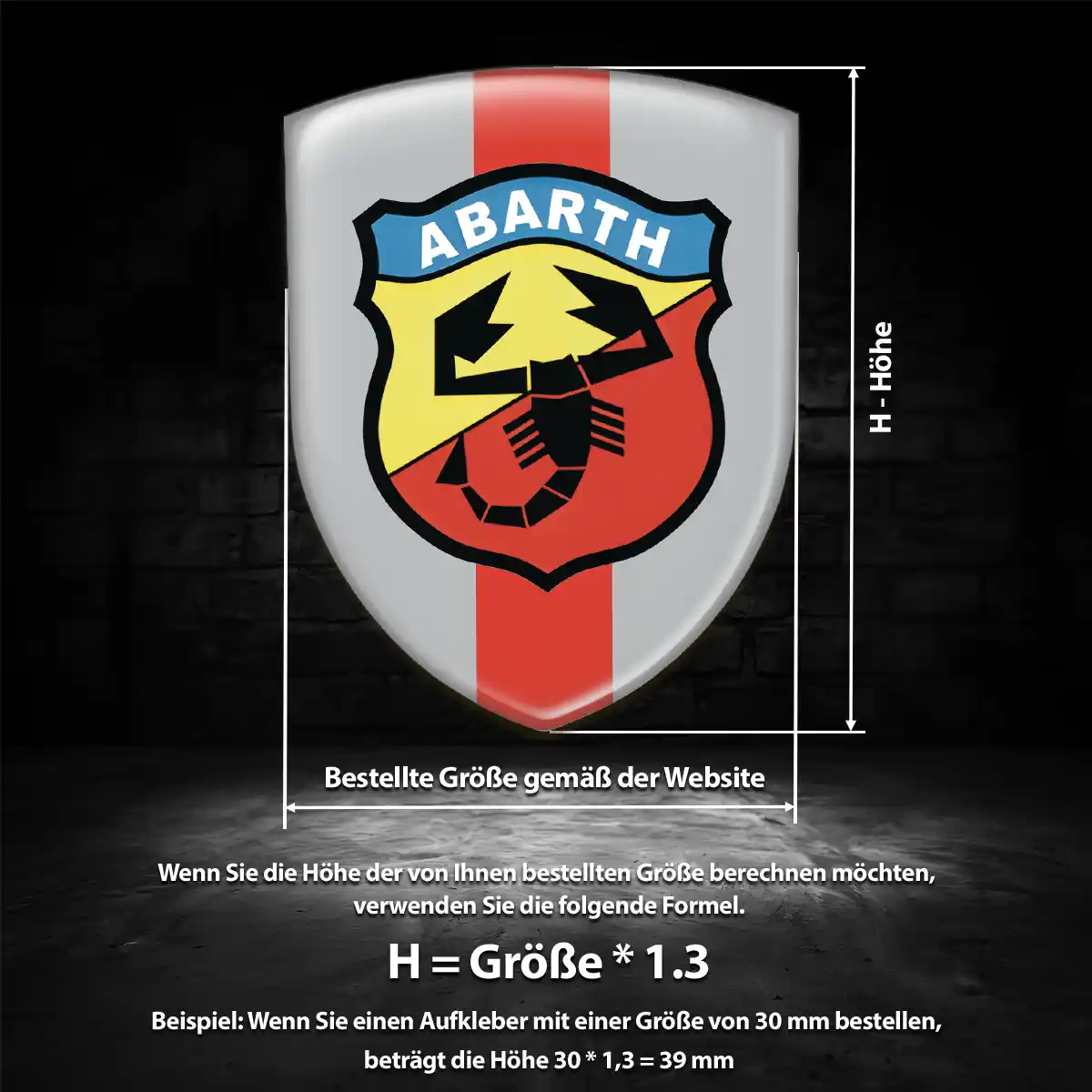Abarth Aufkleber 3D Gel Silikon Auto Höchste Qualität