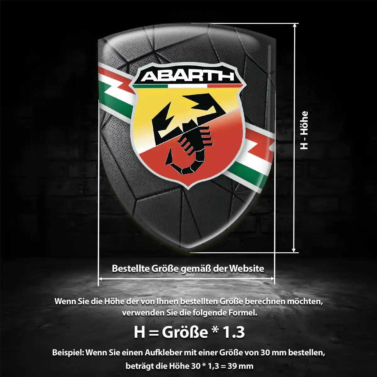 Abarth Aufkleber 3D Gel Silikon Elegantes Design