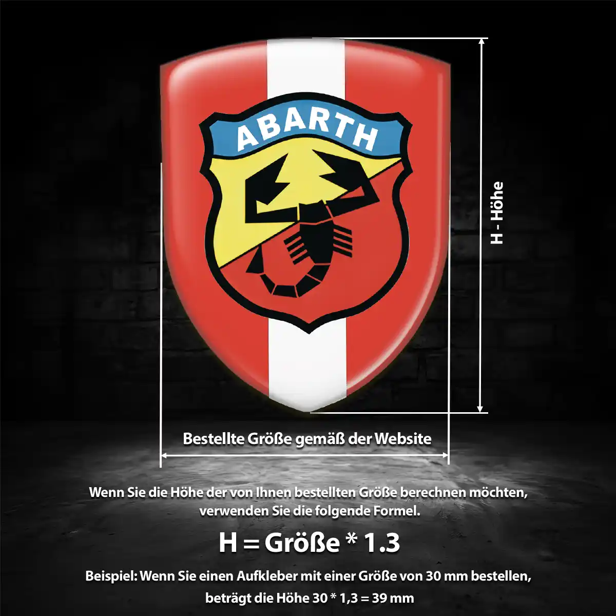 Abarth Aufkleber 3D Gel Silikon Erstklassige Qualität