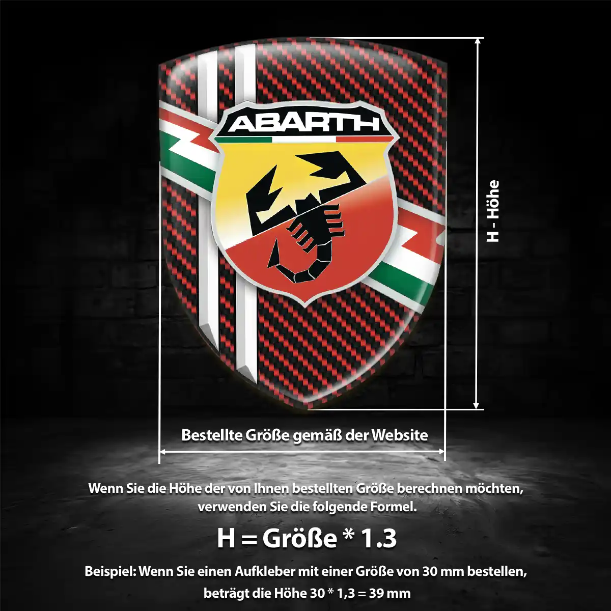 Abarth Aufkleber 3D Gel Silikon Exterieurdesign