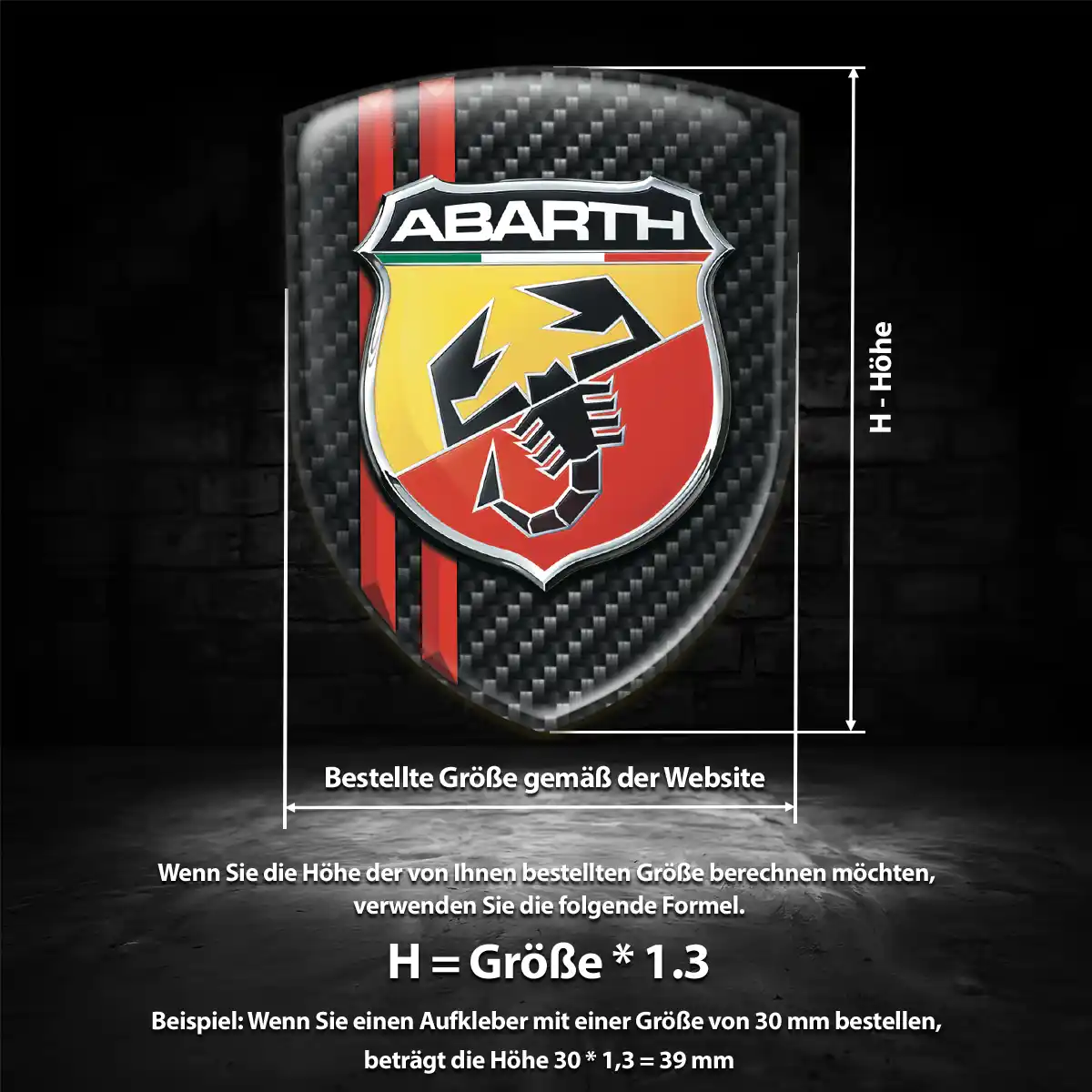 Abarth Aufkleber 3D Gel Silikon Hochwertiges Harz