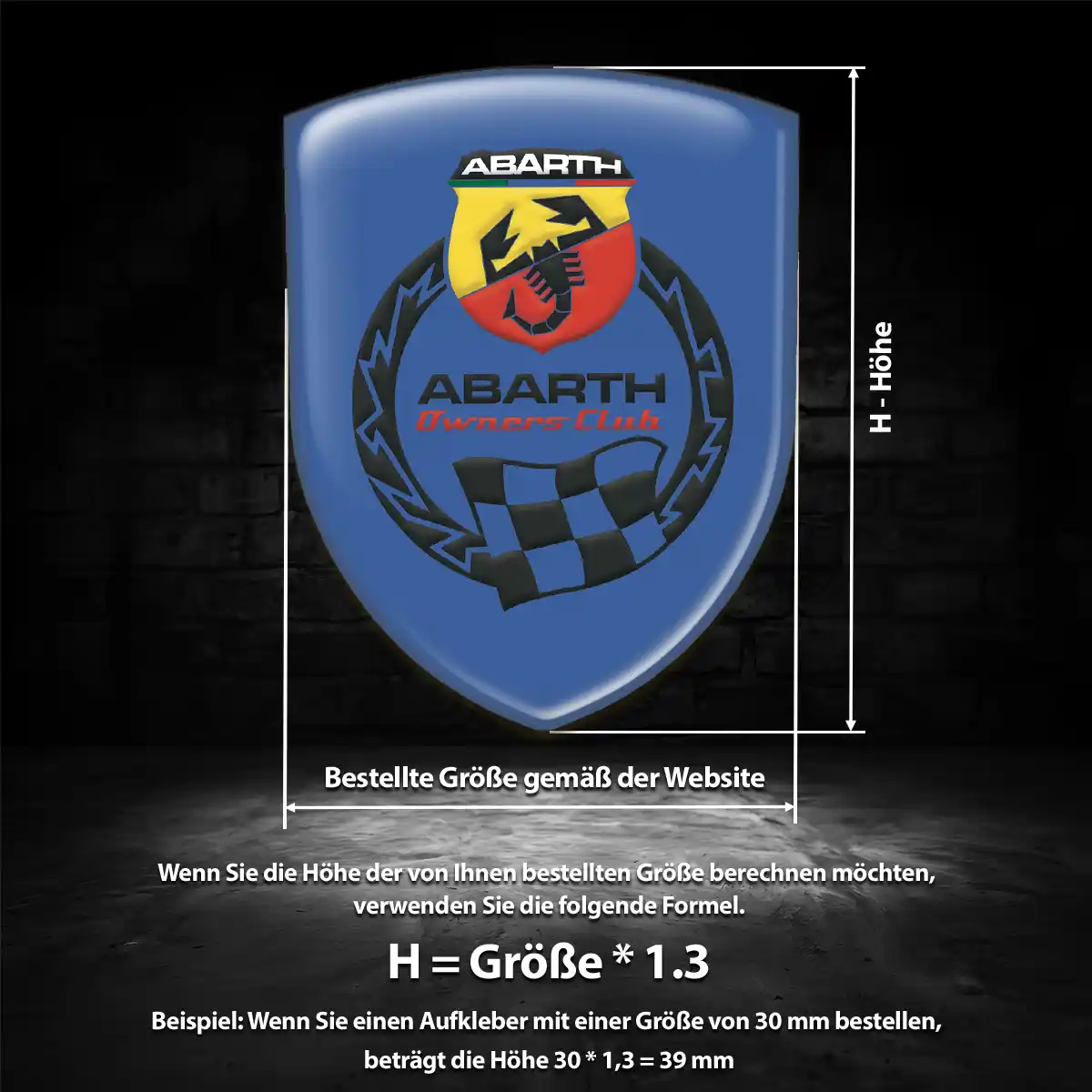 Abarth Aufkleber 3D Gel Silikon Interieurdesign