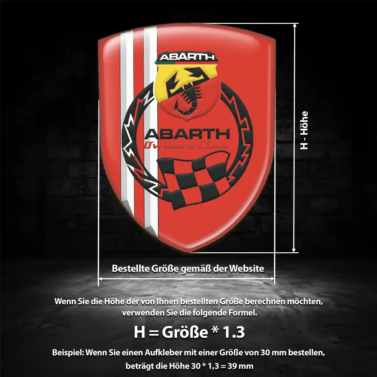 Abarth Aufkleber 3D Gel Silikon Stilvolles Design
