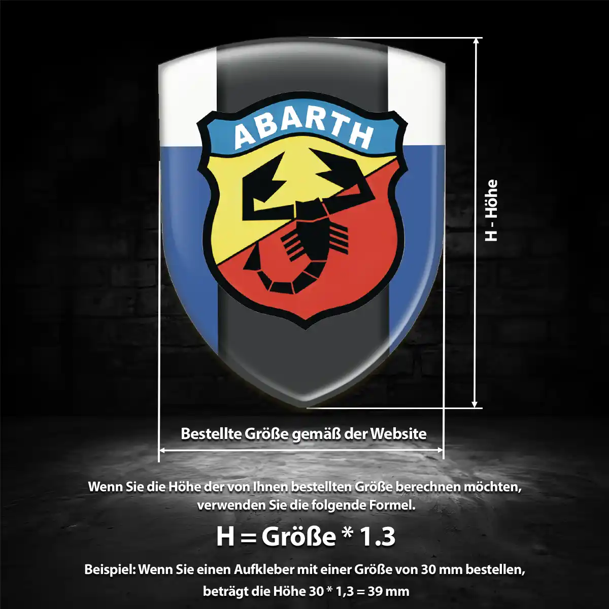 Abarth Aufkleber 3D Gel Wappen Ausdrucksstarkes Design