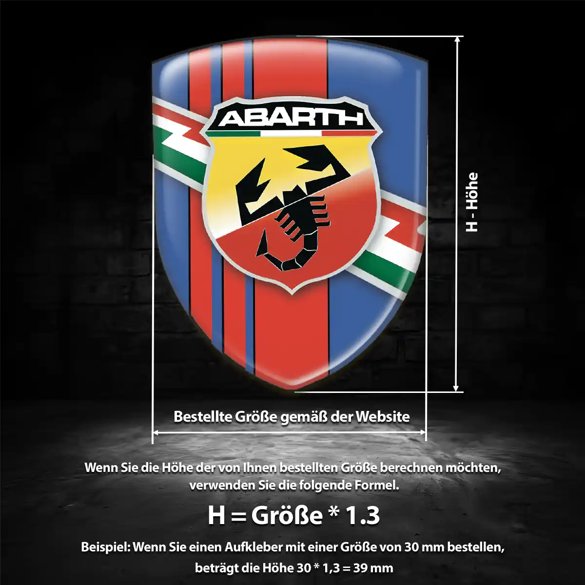 Abarth Aufkleber 3D Gel Wappen Auto Elegantes Design