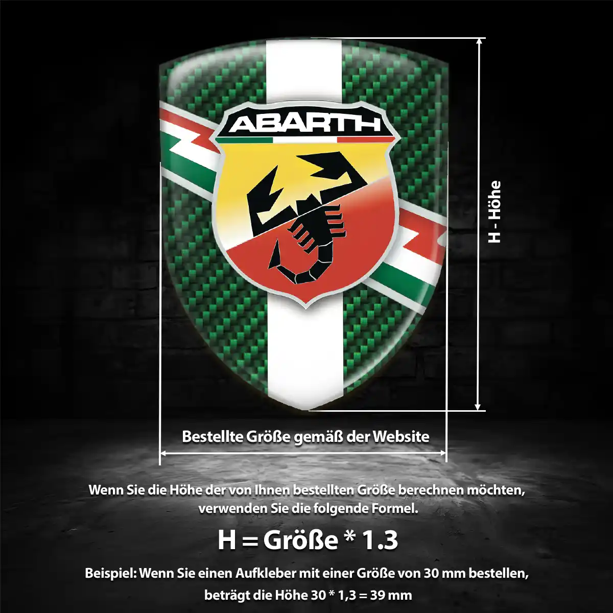Abarth Aufkleber 3D Gel Wappen Auto Erstklassige Qualität