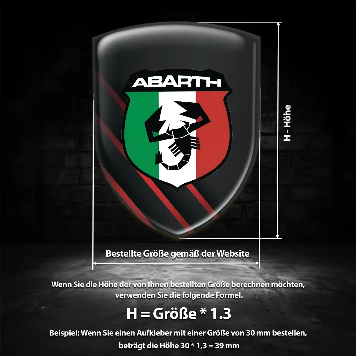 Abarth Aufkleber 3D Gel Wappen Auto Hochwertiges Harz