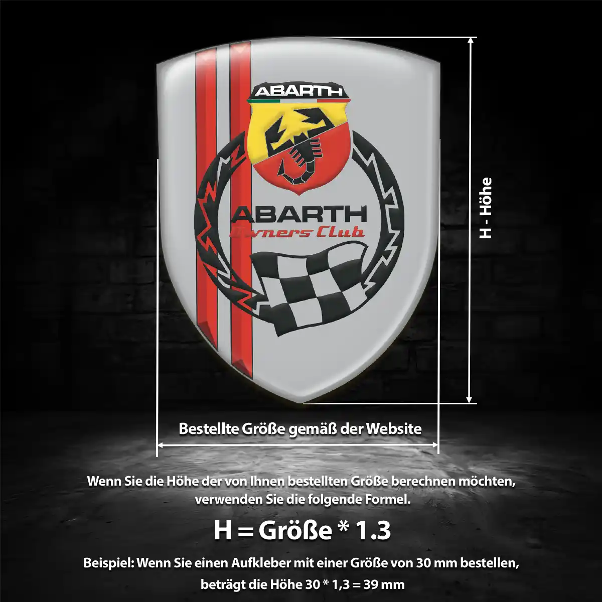 Abarth Aufkleber 3D Gel Wappen Auto Premium-Edition